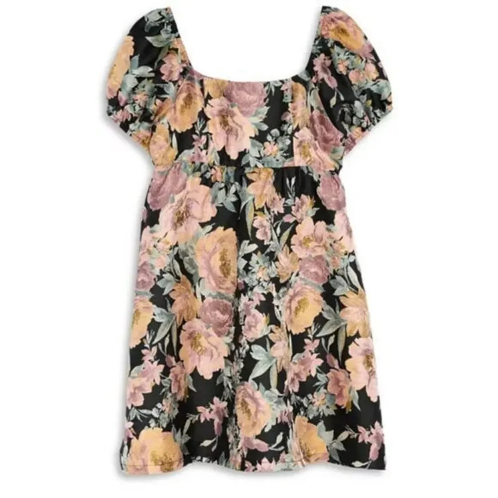 Aqua Girl Black, Pink‎ and Yellow Floral Dress Size XL 14/16